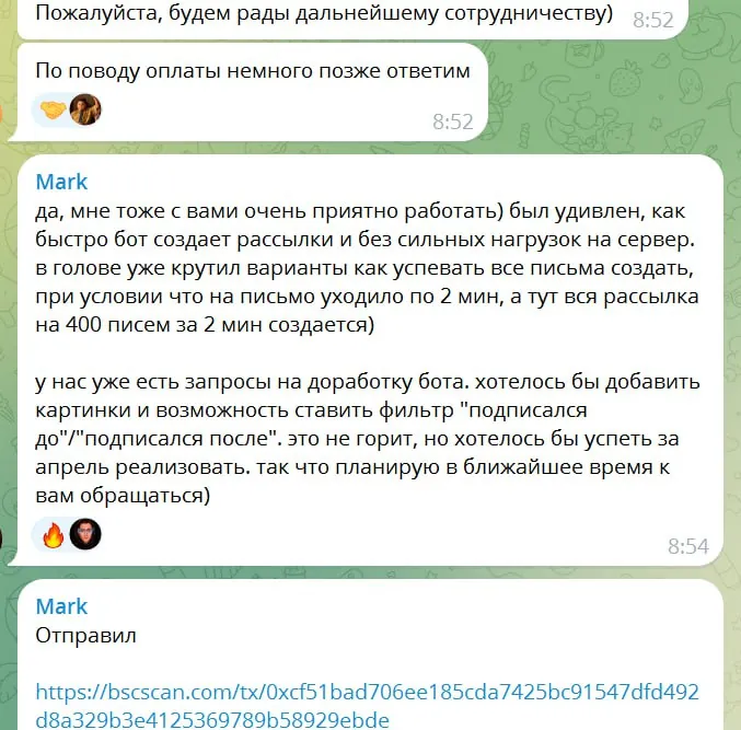 Screenshot of a real client review