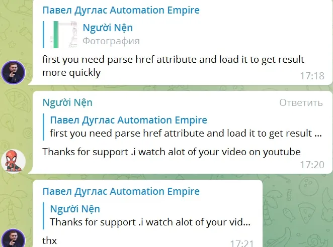 Screenshot of a real client review